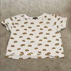 White Tee with Yellow Taco Print